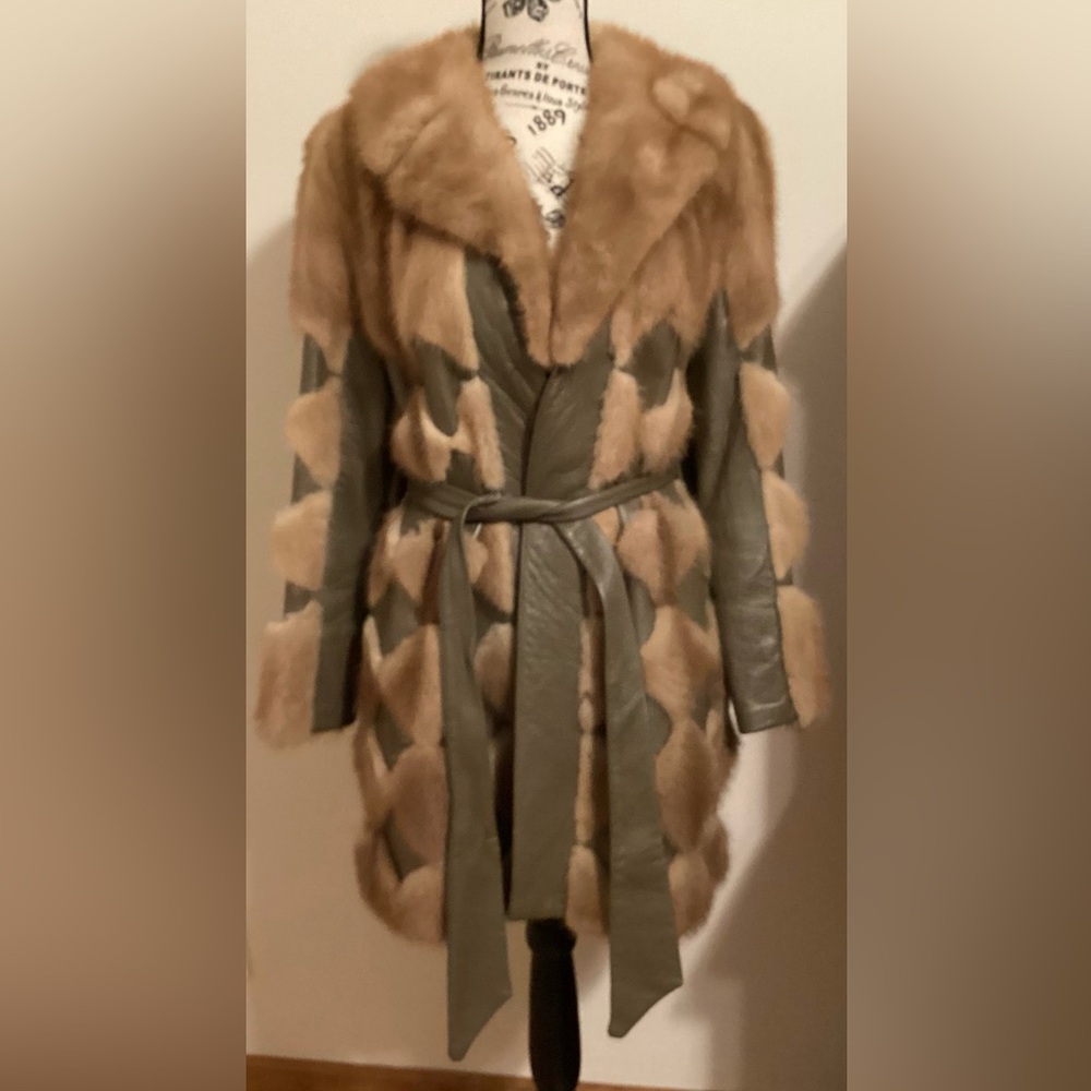 Chic leather and fur coat